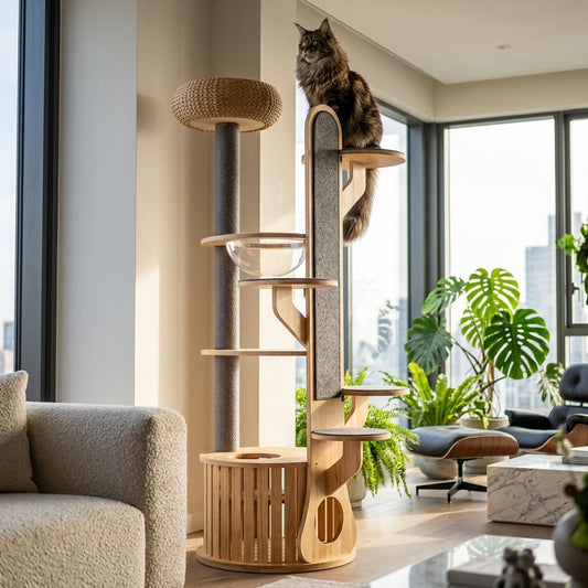 Catvera Solid Wood Cat Climbing Tree - Image 1|||PROMPT|||Original clean product image