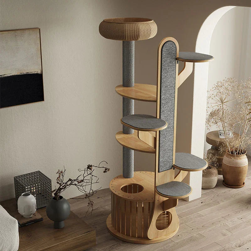 Catvera Solid Wood Cat Climbing Tree - Image 3|||PROMPT|||Original clean product image