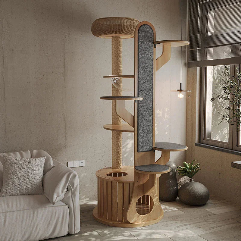 Catvera Solid Wood Cat Climbing Tree - Image 4|||PROMPT|||Original clean product image