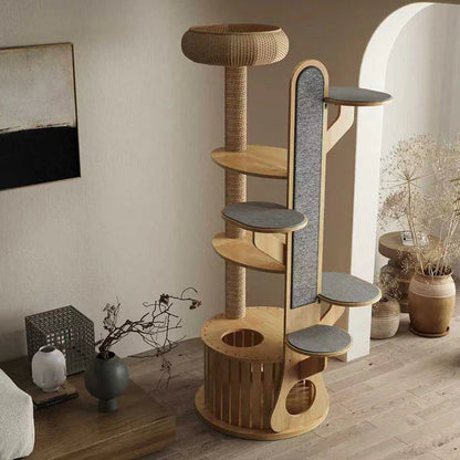 Catvera Solid Wood Cat Climbing Tree - Image 5|||PROMPT|||Original clean product image