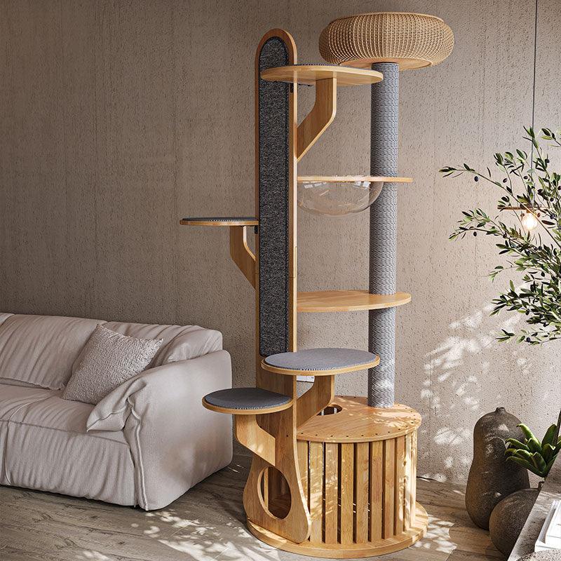 Catvera Solid Wood Cat Climbing Tree - Image 8|||PROMPT|||Original clean product image