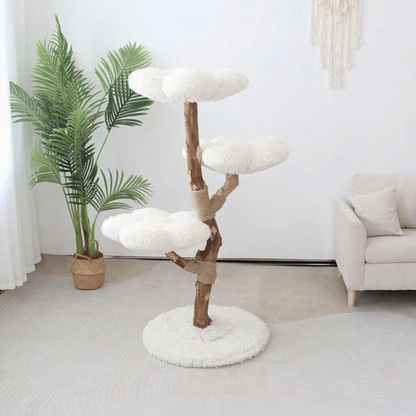 Catvera Solid Wood Cat Tree - Image 8|||PROMPT|||Cleaned image. Original analysis: found 1 brand name on framed artwork - 'STEINBERG' text visible on the gallery-style print/poster leaning against the wall