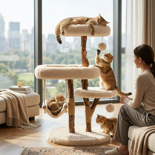 Catvera Solid Wood Cat Tree Tower - Main Product Image