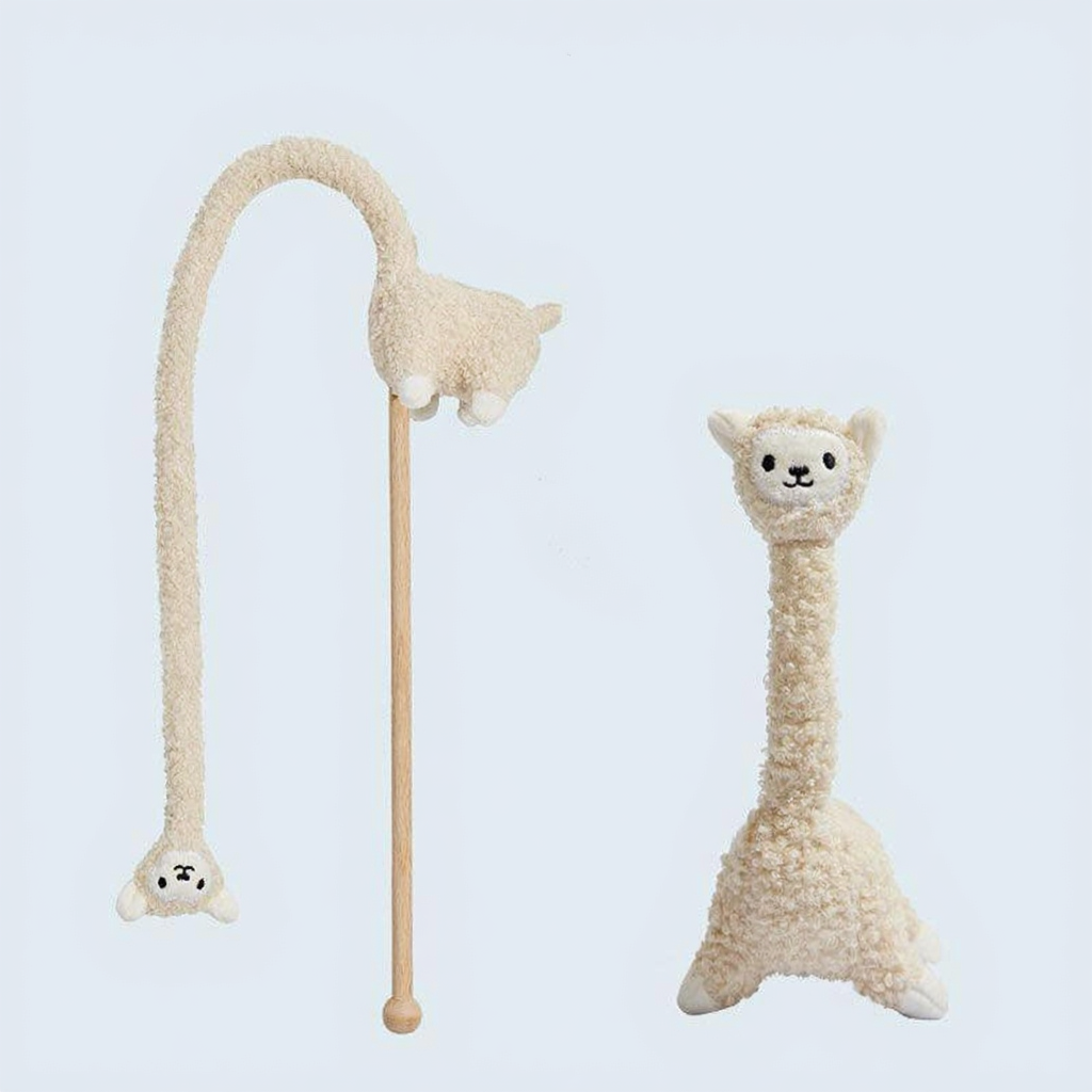 Catvera Sound Teaser Stick Toys - Image 8|||PROMPT|||Cleaned image. Original analysis: Found 1 brand name/watermark stitched on the product - small text label visible on the curved cat toy on the left