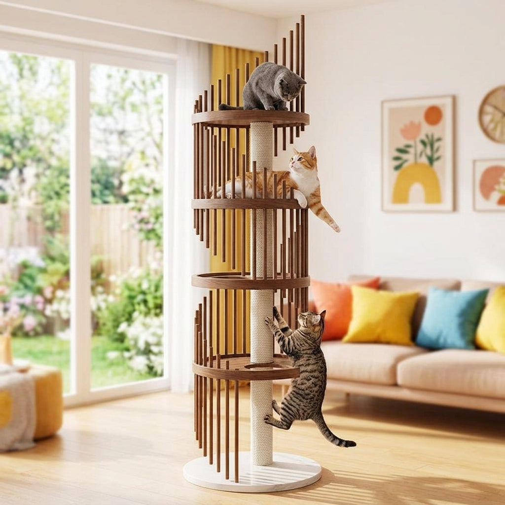 Catvera Spiral Wood Cat Climbing Tree - Multi-Level Entertainment