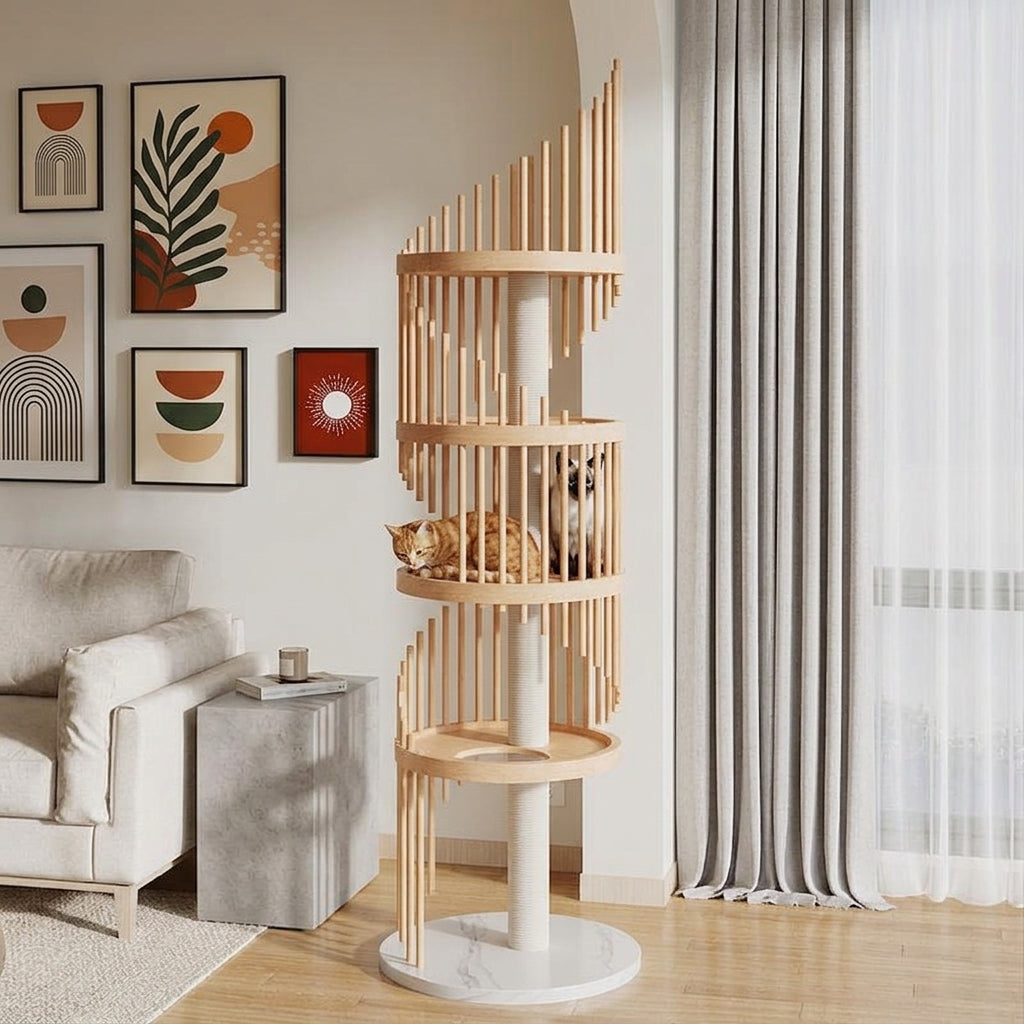 Catvera Spiral Wood Cat Climbing Tree - Space-Smart Design