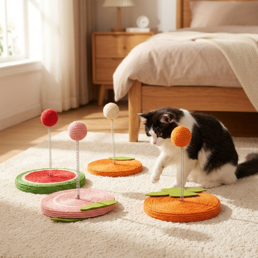 Catvera Spring Sisal Ball Claw Grinder - Engaging Fruit Designs