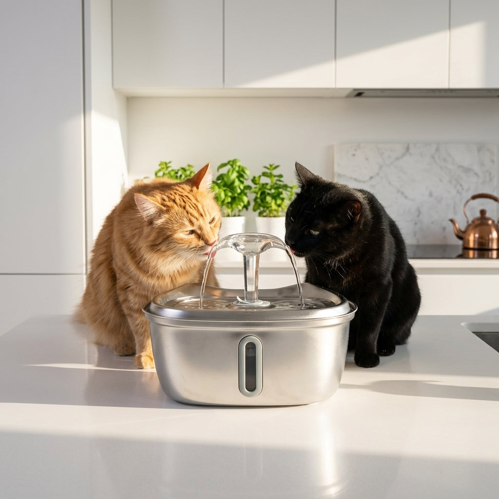 Catvera Stainless Steel Water Fountain - Main Product Image