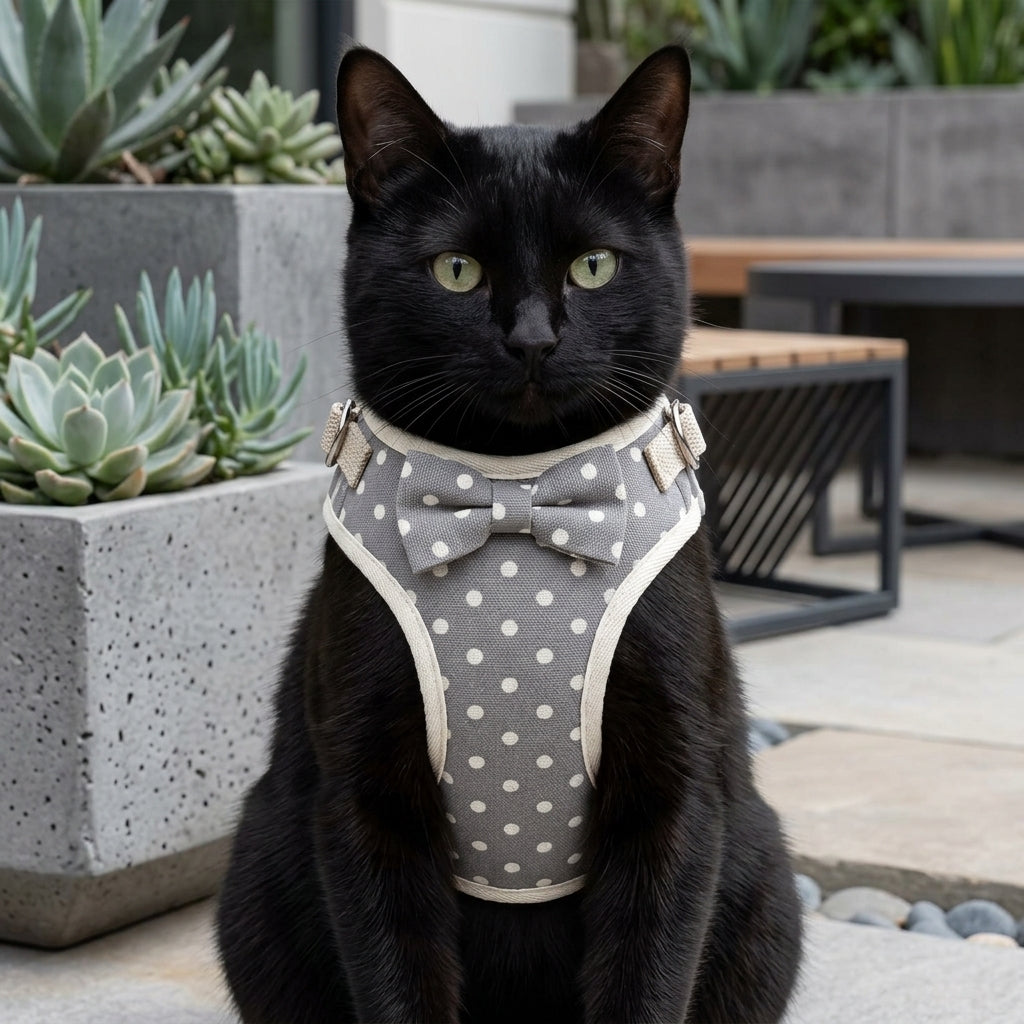 Catvera Striped Bowtie Cat Harness Vest - Advanced Security Features
