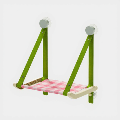 Catvera Suction Cup Window Cat Hammock - Image 1|||PROMPT|||Cleaned image. Original analysis: Found 1 brand logo/watermark on the right support leg - an orange/black rectangular label with branding visible on the green frame
