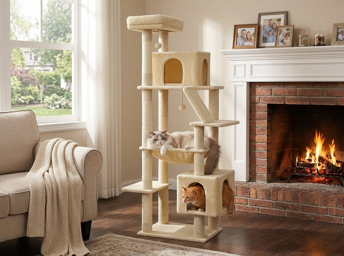 Catvera Tall Multi-Level Cat Tree - Built for Large Cats Who Need Room to Roam