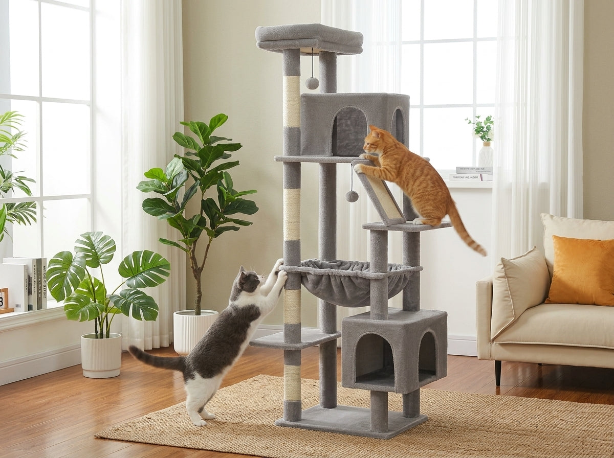 Catvera Tall Multi-Level Cat Tree - Engineered for Maximum Stability and Safety