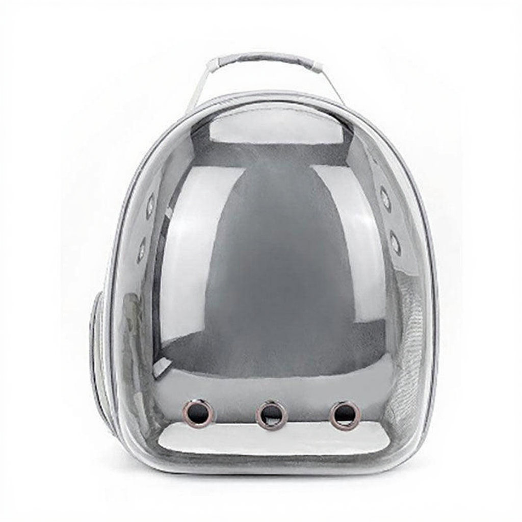 Catvera Transparent Bubble Cat Backpack - Image 3|||PROMPT|||Cleaned image. Original analysis: Found 1 brand name/logo on the product - a small logo/mark visible on the lower center of the bubble window backpack
