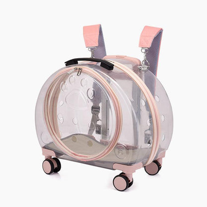 Catvera Transparent Wheeled Cat Carrier - Image 5|||PROMPT|||Original clean product image