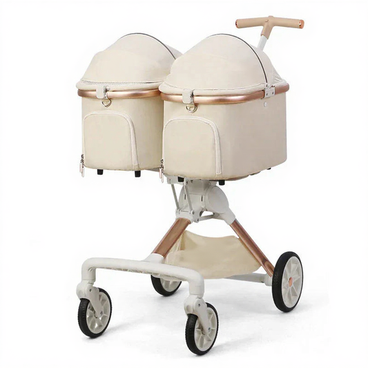 Catvera Twin Double Pet Stroller - Image 1|||PROMPT|||Cleaned image. Original analysis: Found 1 brand name visible on the product fabric/material