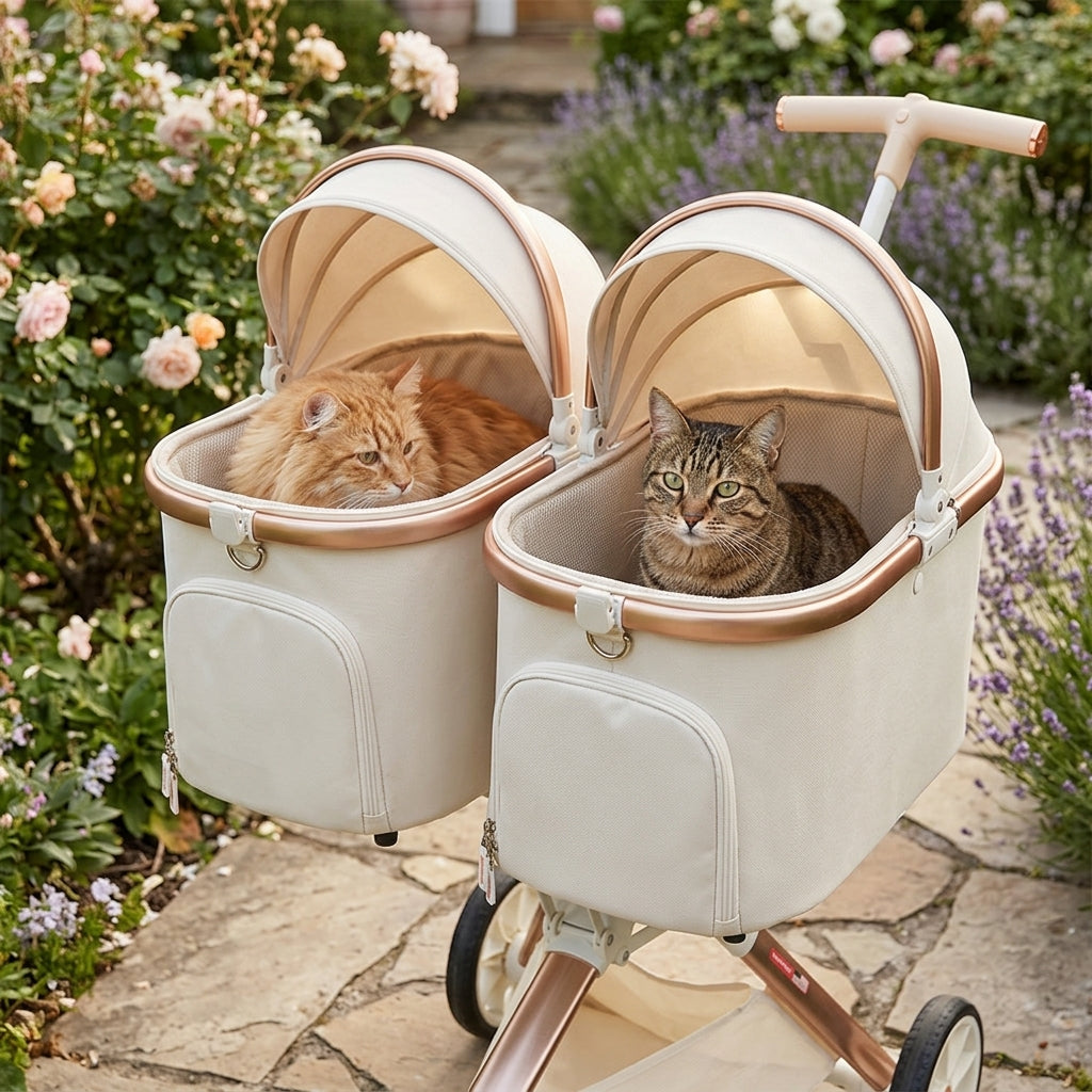 Catvera Twin Double Pet Stroller - Dual Comfort Design