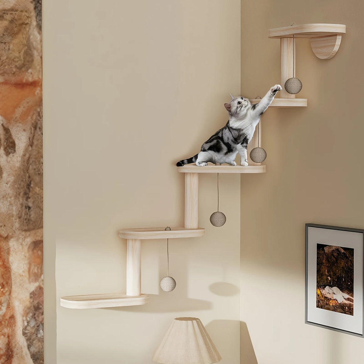 Catvera Wall Mounted Cat Climbing Frame - Image 5|||PROMPT|||Original clean product image