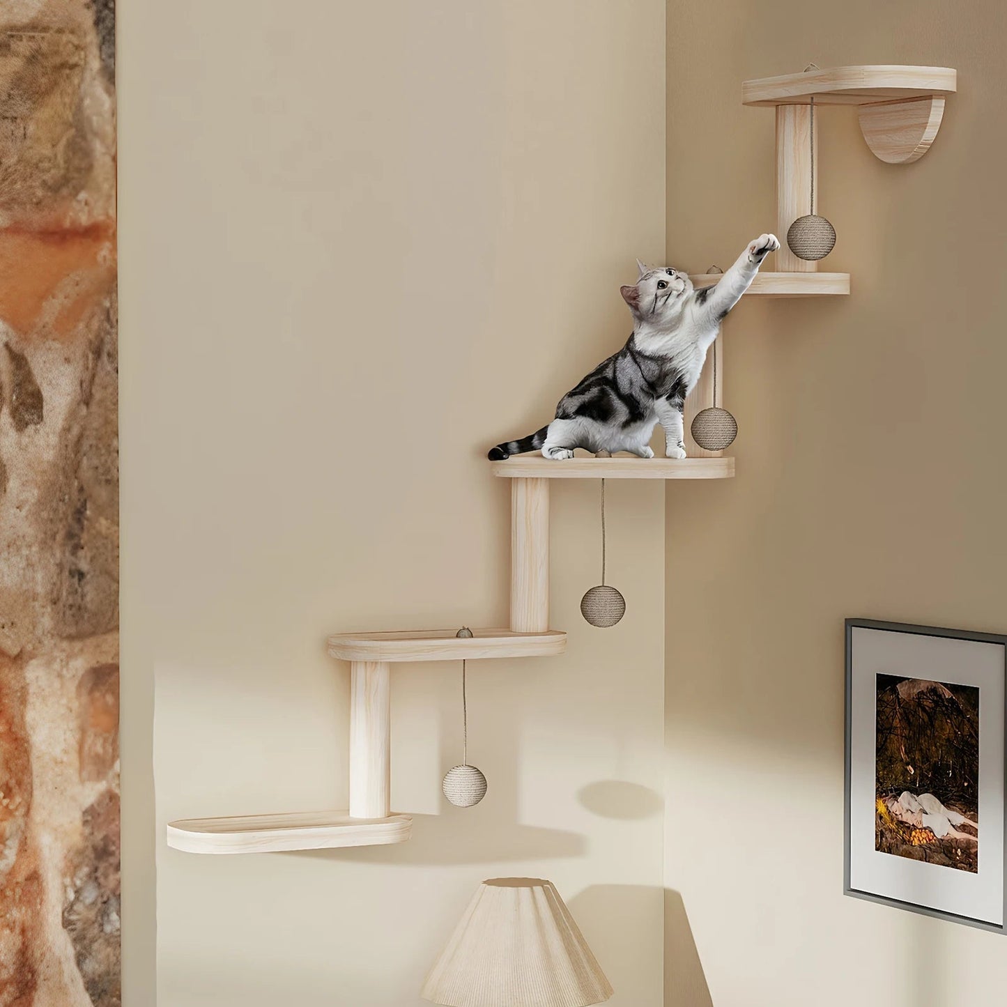 Catvera Wall Mounted Cat Climbing Frame - Image 5|||PROMPT|||Original clean product image