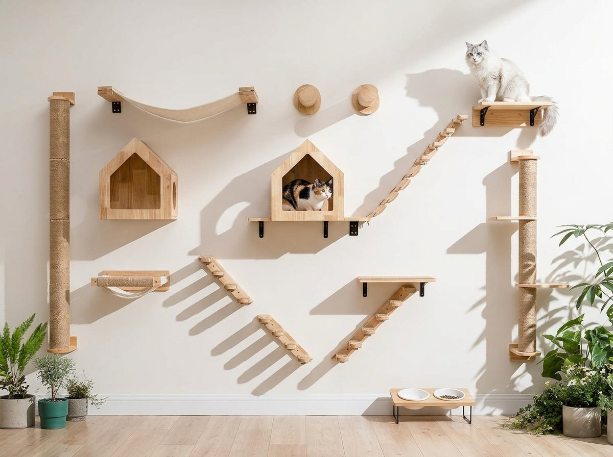 Catvera Wall Mounted Cat Climbing System - Transforms Any Wall Into Cat Paradise