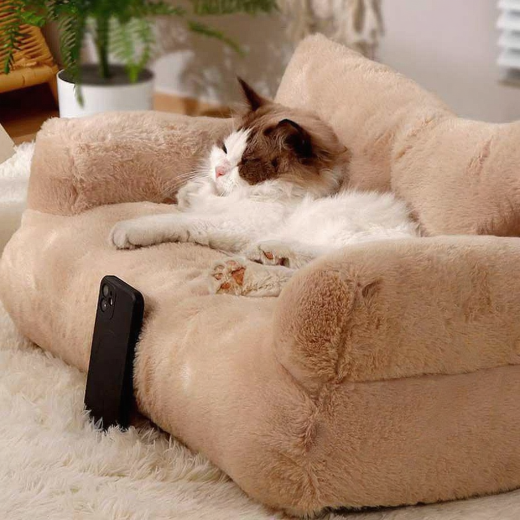 Catvera Washable Cat Sofa Bed - Image 17|||PROMPT|||Cleaned image. Original analysis: Found 1 brand name printed on the product bed itself - '24cm' text with grid pattern on the bottom right of the pet bed