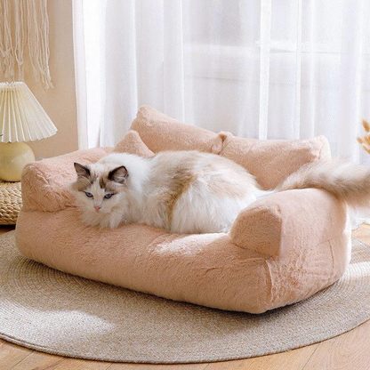 Catvera Washable Cat Sofa Bed - Image 2|||PROMPT|||Cleaned image. Original analysis: Found 1 brand name/logo on the pet bed - a small colored tag/label visible on the right side of the bed