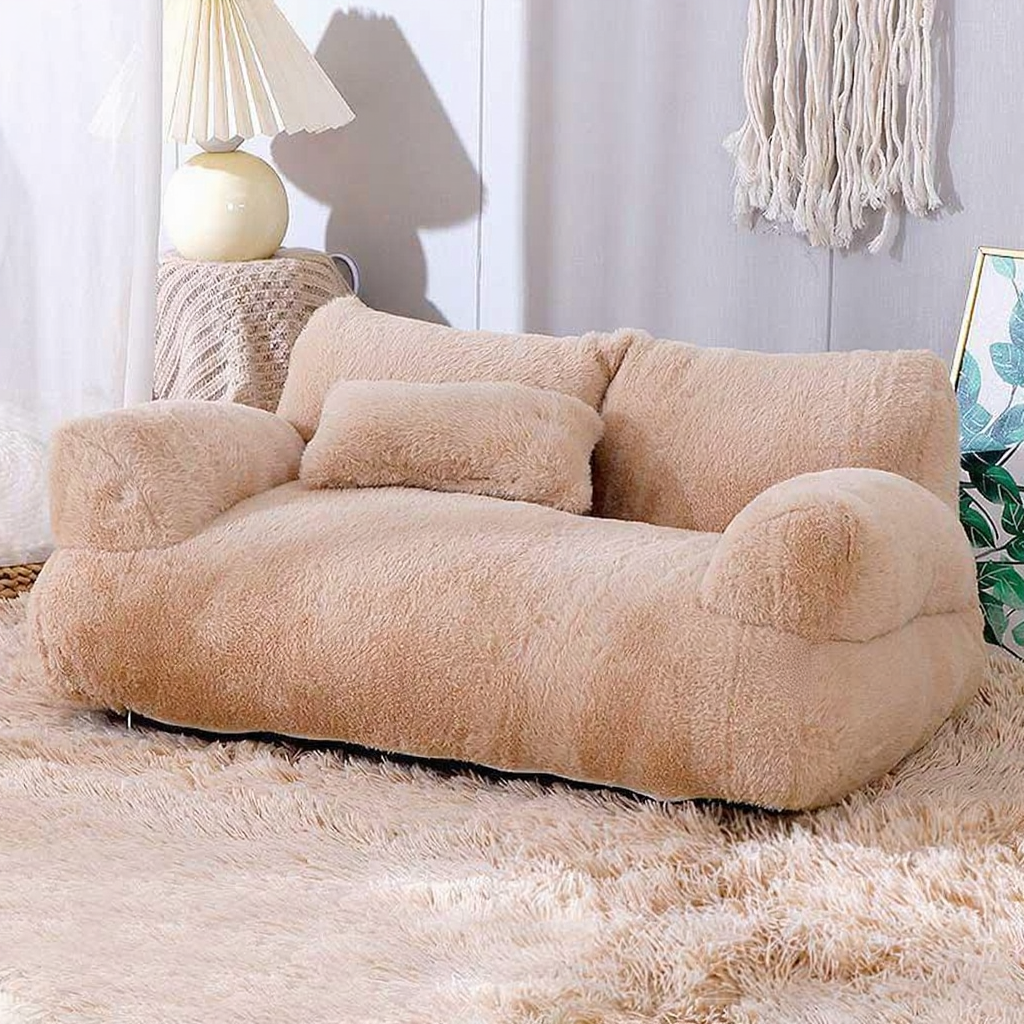 Catvera Washable Cat Sofa Bed - Image 4|||PROMPT|||Cleaned image. Original analysis: Found 1 brand name/logo on the product itself - a small white tag/label visible on the right side of the sofa