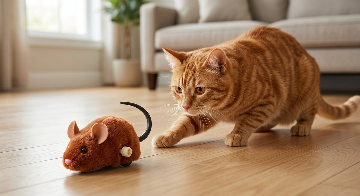 Catvera Wind-Up Running Mouse Toy - Natural Hunting Stimulation