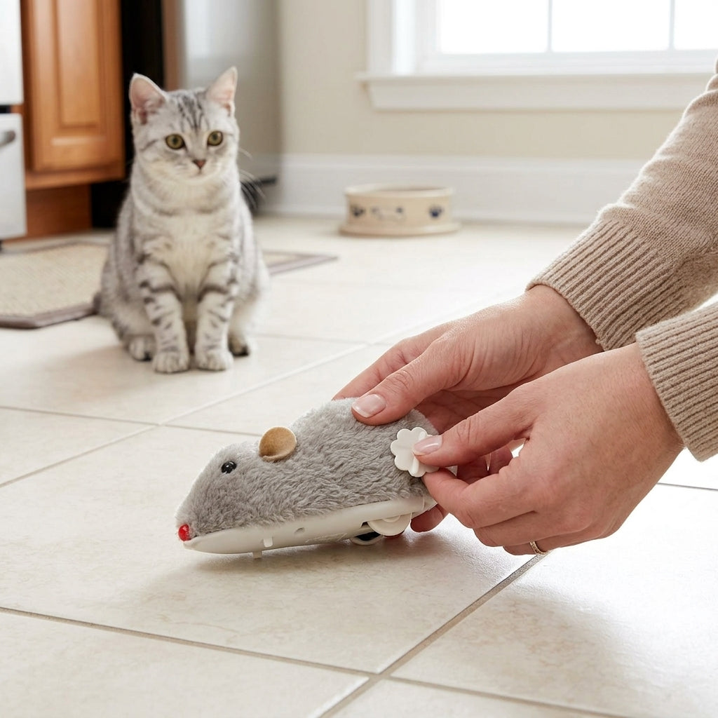 Catvera Wind-Up Running Mouse Toy - Spring-Powered Action