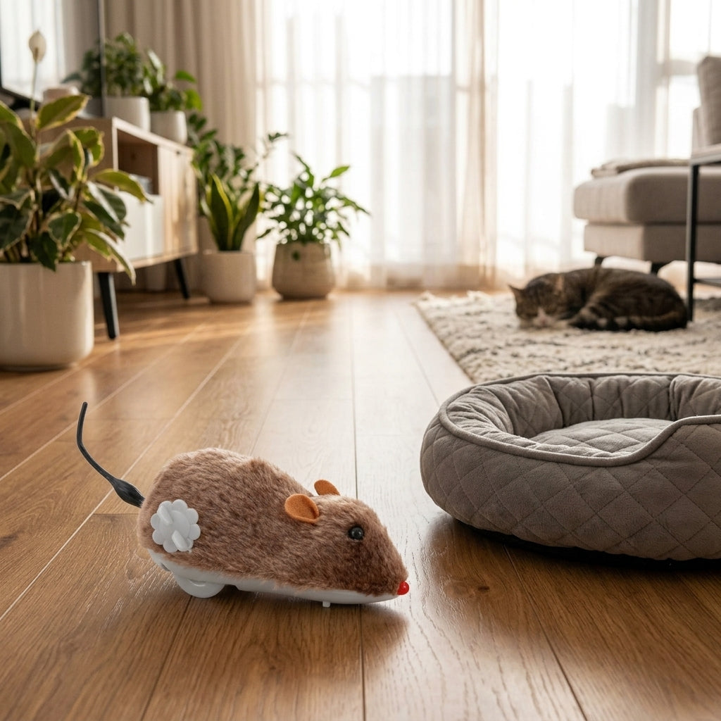 Catvera Wind-Up Running Mouse Toy - Safe Indoor Play