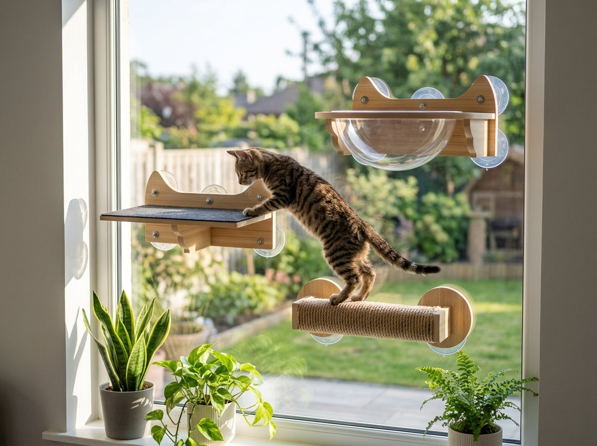 Catvera Window Suction Cat Climbing Shelves - Creates Custom Climbing Adventures