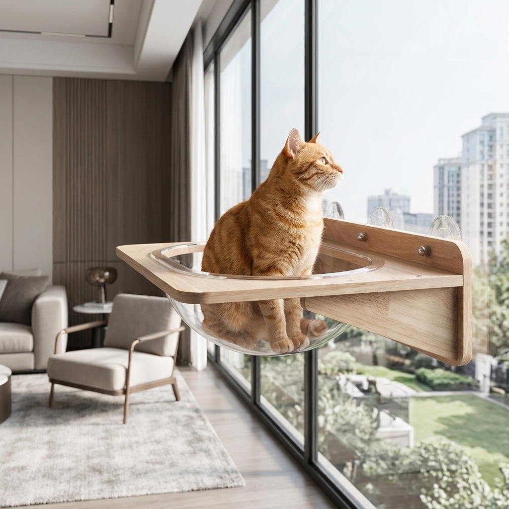 Catvera Wood Suction Cup Wall Shelves - Main Product Image