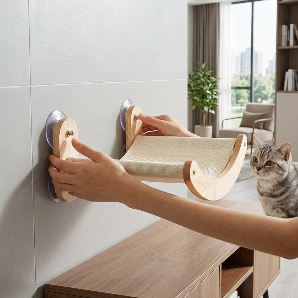 Catvera Wood Suction Cup Wall Shelves - Section 1