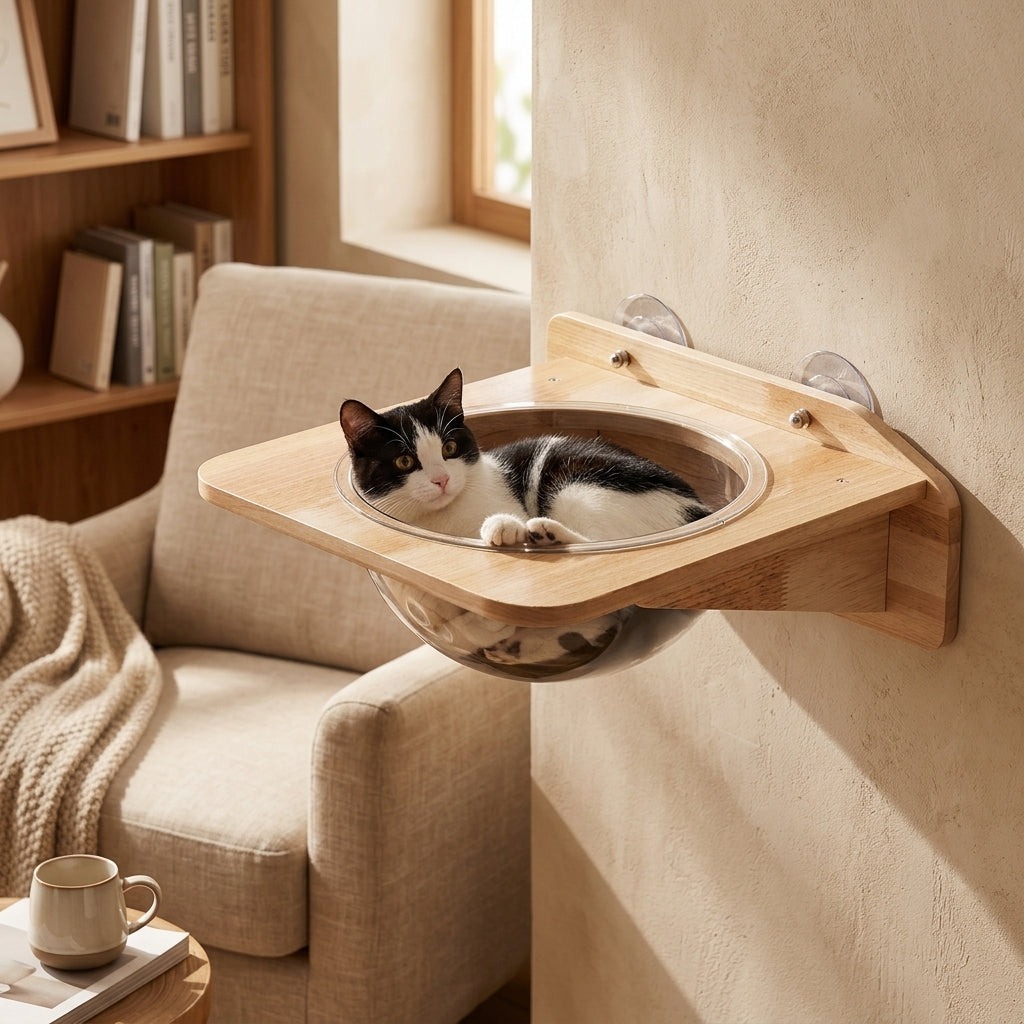 Catvera Wood Suction Cup Wall Shelves - Premium Wood Construction