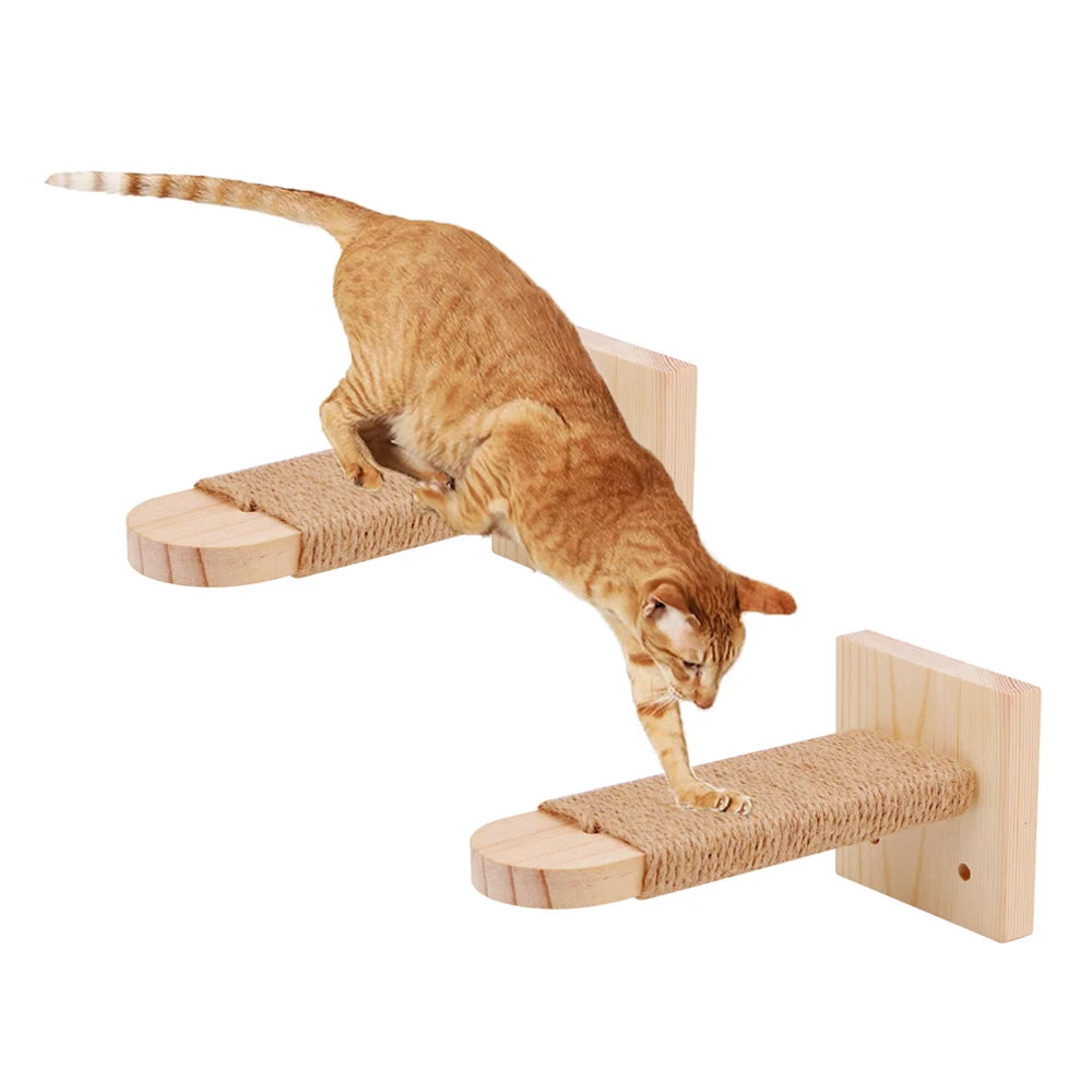 Catvera Wood Wall Cat Steps - Image 1|||PROMPT|||Original clean product image