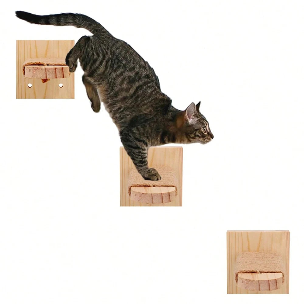 Catvera Wood Wall Cat Steps - Image 2|||PROMPT|||Original clean product image