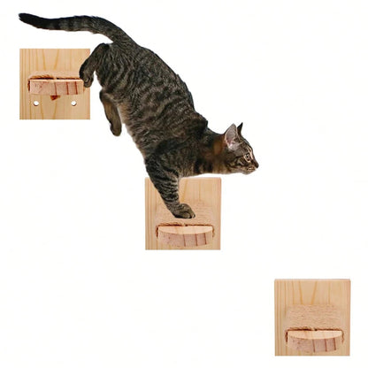 Catvera Wood Wall Cat Steps - Image 2|||PROMPT|||Original clean product image