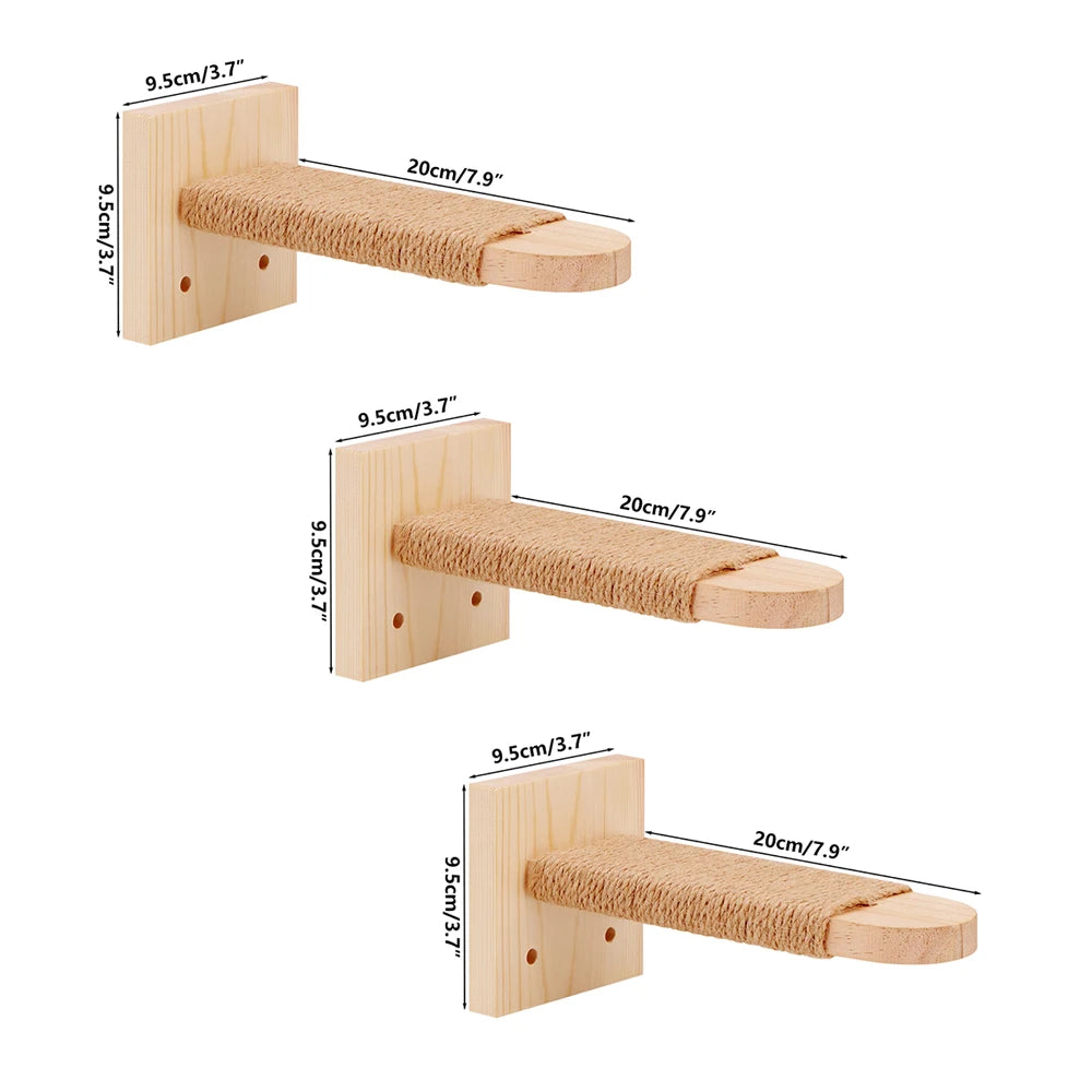 Catvera Wood Wall Cat Steps - Image 6|||PROMPT|||Original clean product image