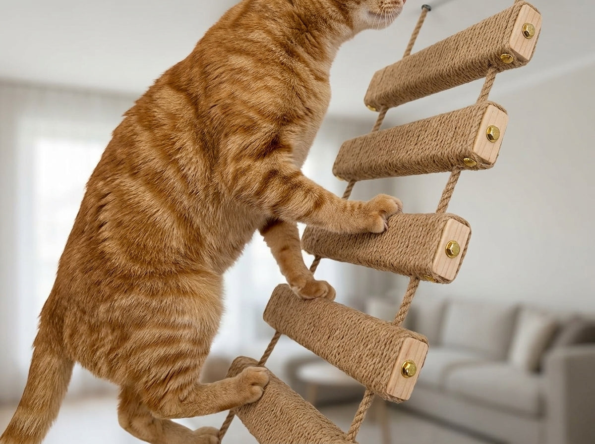 Catvera Wooden Cat Wall Climbing Ladder - Built to Survive the Most Playful Cats