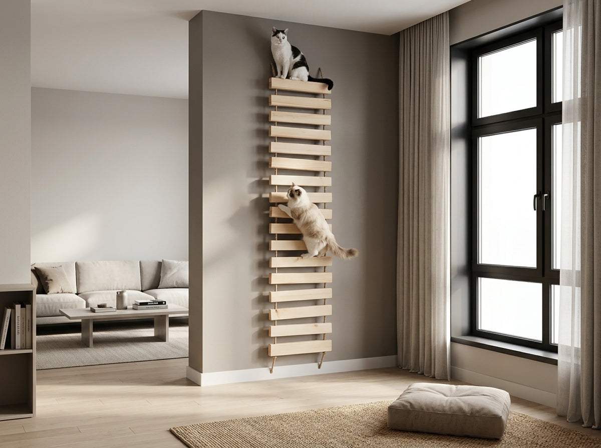 Catvera Wooden Cat Wall Climbing Ladder - Turns Any Wall Into Cat Heaven