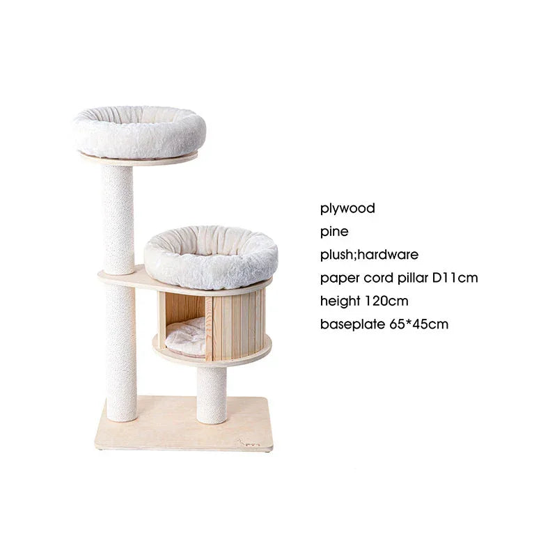 Catvera Wooden Multi-Level Cat Tower - Image 1|||PROMPT|||Original clean product image