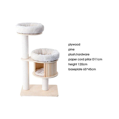 Catvera Wooden Multi-Level Cat Tower - Image 1|||PROMPT|||Original clean product image