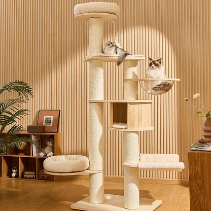 Catvera Wooden Multi-Level Cat Tower - Image 10|||PROMPT|||Original clean product image