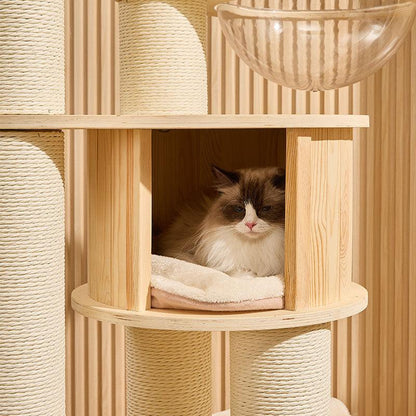 Catvera Wooden Multi-Level Cat Tower - Image 13|||PROMPT|||Original clean product image