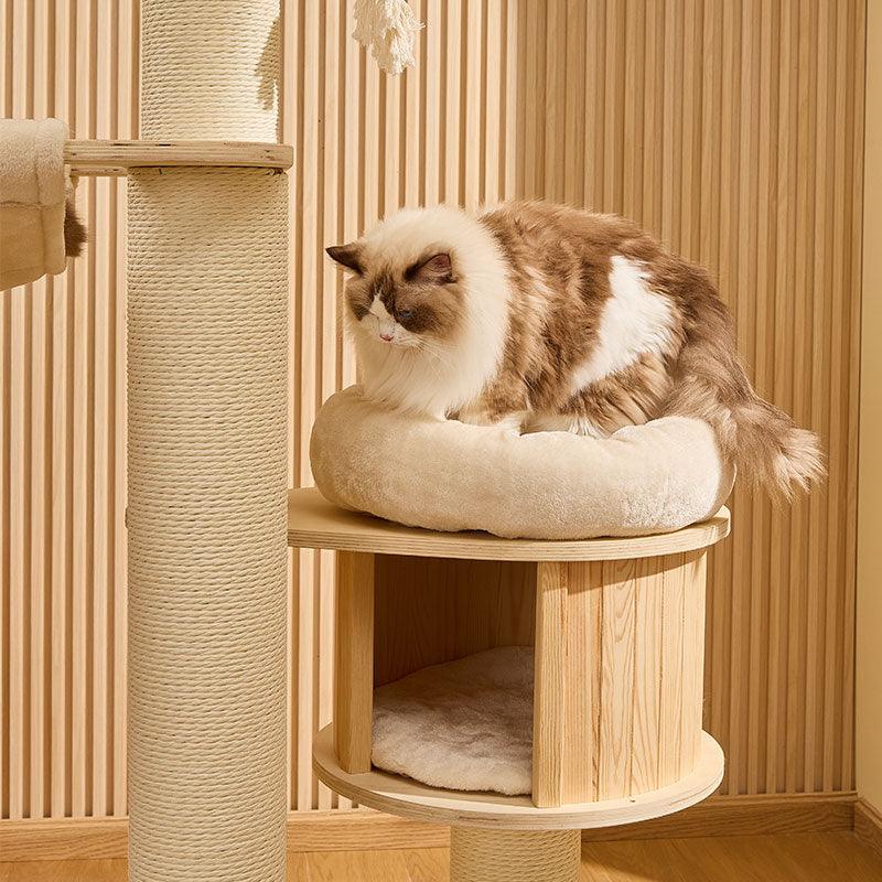 Catvera Wooden Multi-Level Cat Tower - Image 16|||PROMPT|||Original clean product image