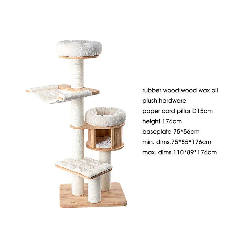 Catvera Wooden Multi-Level Cat Tower - Image 4|||PROMPT|||Original clean product image