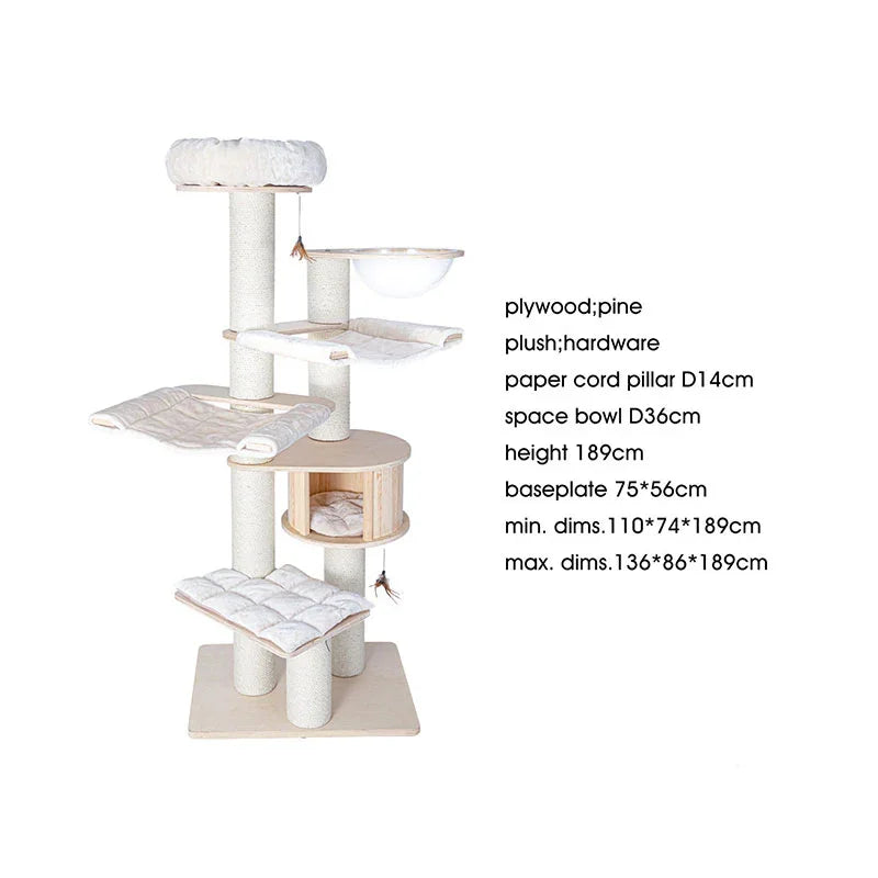 Catvera Wooden Multi-Level Cat Tower - Image 6|||PROMPT|||Original clean product image