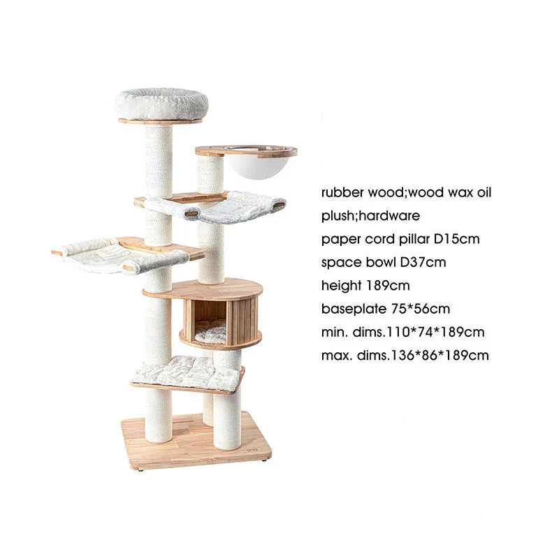 Catvera Wooden Multi-Level Cat Tower - Image 7|||PROMPT|||Original clean product image
