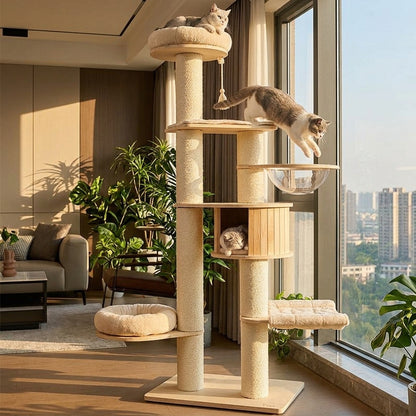 Catvera Wooden Multi-Level Cat Tower - Main Product Image