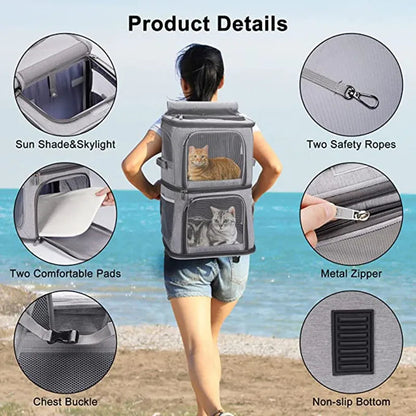 Double Layer Foldable Pet Travel Backpack - Image 2|||PROMPT|||Original clean product image