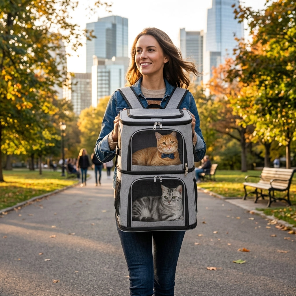 Double Layer Foldable Pet Travel Backpack - Main Product Image